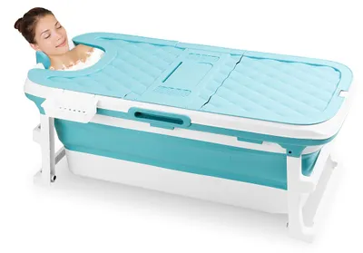 Produktbild von Vigevee Faltbare Badewanne 149x60x50cm XXL Blau aus PP- und TPE-Kunststoff mit Massagerollen für große Personen