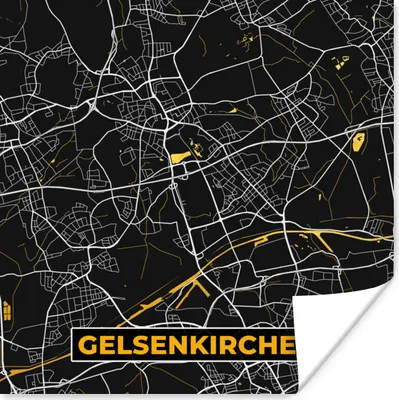 Produktbild von MuchoWow® Poster Gelsenkirchen - Karte - Deutschland - Gold - Stadtplan 100x100 cm - Babyzimmer