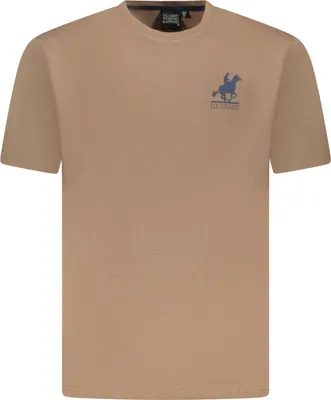 Immagine prodotto di T-shirt a maniche corte da uomo marrone con scollo rotondo e stampa del logo