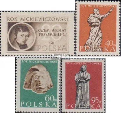 Produktbild von Briefmarken Polen 1955 Mi 948-951 (kompl.Ausg.) gestempelt Adam Mieckiewicz Jahr