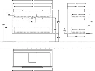 Produktbild von Villeroy & Boch A91510VL WTUS Subway 2.0 A91510 987x590x449mm