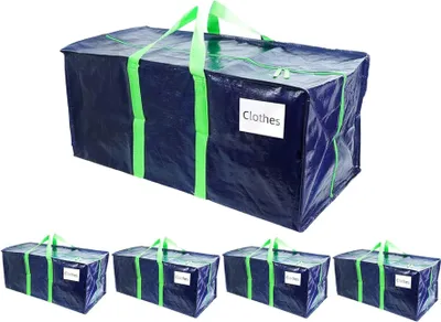 Produktbild von VOUNOT® 5 Stück Umzugstaschen Groß, Faltbare Aufbewahrungstasche, Alternative zu Umzugskartons Blau