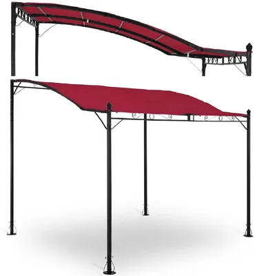 Image de Pavillon de jardin – 2,6 x 3 x 2,5 m – Abri indépendant – Protection UV – Structure en acier – Rouge