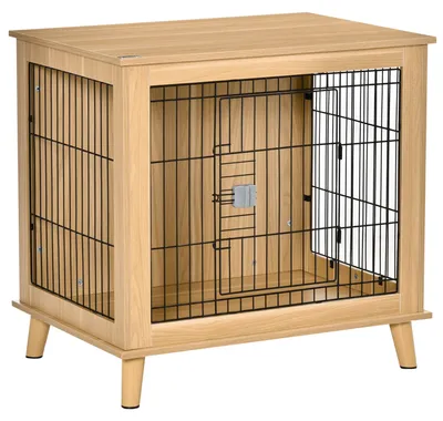 Productafbeelding van Hondenbench - Hondenhok - Transportbox - Hondenkooi - Draadkooi - Verhoogd Design - Houten Constructie