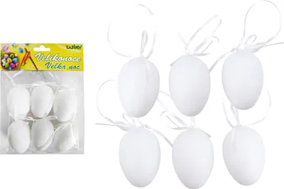 Image de Blanc D'oeuf Décoratif En Plastique À Suspendre 6 Cm 6 Pcs.