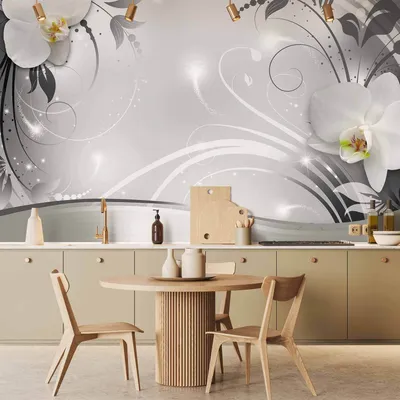Produktbild von Vlies Fototapete - Silver Abstract 350x256 cm Blumen b-A-0078-a-b
