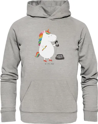 Produktbild von Mr. & Mrs. Panda Sweathoodie Einhorn Sekretärin Größe L - Heather Grey - Geschenk, Sweatshirt, Kapuzenpulli, Steuerkanzlei, Unicorn, Hoodie, Pullover, Steuerbüro