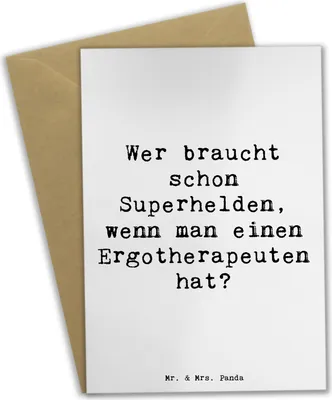Produktbild von Mr. & Mrs. Panda valentinstagskarte Spruch Ergotherapeut Held - Weiß - Geschenk, Kreativität, personalisierte Geschenke, Alltagsheld, hochzeitskarten, Dankbarkeit, Humor