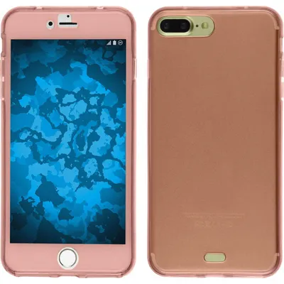 A pink iPhone 7 Plus/8 Plus case shown from the front and back.