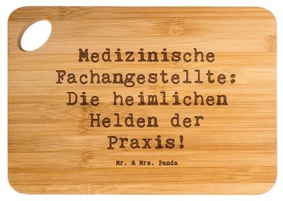 Produktbild von Mr. & Mrs. Panda Schneidebrett Spruch Medizinische Fachangestellte Helden - Transparent - Geschenk, Berufsalltag, Gesundheit, Holzbrett, Geschenke für Berufstätige, Beruf