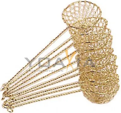 Produktbild von 10x Fondue-Sieb Ø 6cm L 22cm, goldfarben, Sieblöffel für Feuertopf, Mongolentopf