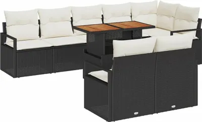 Obrázek produktu pro vidaXL Zahradní sedací souprava 9 ks černá a krémová 100 x 55 x 73 cm