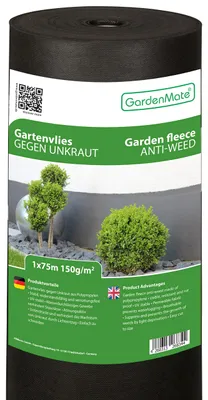 Immagine prodotto di GardenMate, telo pacciamante per giardino, 50 m² - Rotolo 1m x 50m - 150g/m² - Telo pacciamante premium, permeabile all'acqua - Estremamente resistente allo strappo - Ideale per giardini, aiuole, piante - Elevata resistenza ai raggi UV