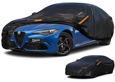 Zdjęcie produktu dla Pokrowiec samochodowy Autoplane, wodoodporny i oddychający, pasujący do modelu Alfa Romeo Giulia (lata produkcji 2016-2025), kolor: czarny
