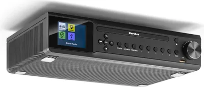 A studio shot of a Karcher kitchen radio.