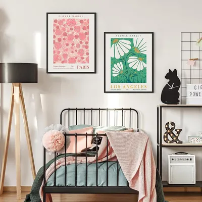 Produktbild von Stilvolle Blumenmarktposter Set von 9 - Vintage Wanddekoration für Wohnzimmer und Schlafzimmer - 20,32 x 25,4 cm