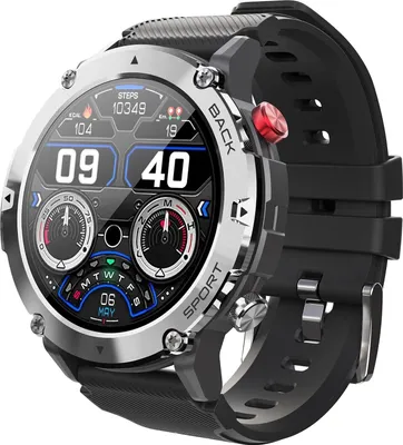 Produktbild von mit Telefonfunktion, Militärische Sportuhr 1.32” Touchscreen mit Whatsapp Funktion Wasserdicht Schrittzähler Pulsuhr mit Blutdruck Fitness Tracker