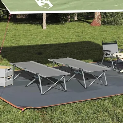 Imagen del producto de Juego de 2 camas plegables para camping, color gris, 194 x 62,5 x 42,5 cm