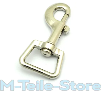Produktbild von 10 Karabinerhaken mit Wirbel 80 x 36mm Gurtbreite 25mm Haken vernickelt Bolzenkarabiner