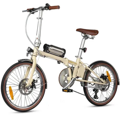 Zdjęcie produktu dla Smart 20 – składany rower elektryczny – silnik 250 W – akumulator litowy 36 V 5,2 Ah – koła 51 cm – rama aluminiowa – prędkość do 25 km/h – beżowy