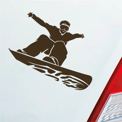 Produktbild von Auto Aufkleber Snowboard Snow Schnee Sport 10x9 cm Braun Sticker Heckscheibenaufkleber