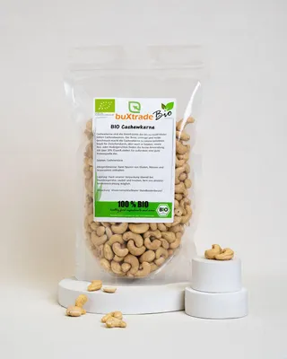 Produktbild von 1 kg BIO Cashewkerne natur | ungeröstet | unbehandelt | Nuss ohne Zusätze | Cashew