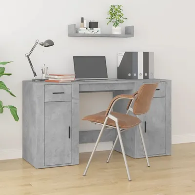 Produktbild von vidaXL Schreibtisch mit Stauraum Betongrau Holzwerkstoff - Schreibtisch Mit Stauraum - Schreibtische Mit Stauraum - Schreibtisch - Computertisch