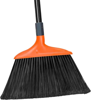 Productafbeelding van Robuuste bezem met lange, gebogen steel, 36,8 cm breed, geschikt voor garages