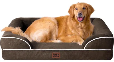 Produktbild von Orthopädisches Hundebett Memory Foam XL 112x81cm Braun Waschbar Wasserdicht Rutschfest mit Hohem Rand