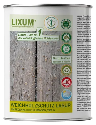 Produktbild von LIXUM Biologische & Natürliche Weichholz Lasur Holzlasur - Lärche