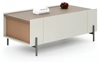 Productafbeelding van Moderne, elegante salontafel in wit hout met opbergruimte. Designmeubel
