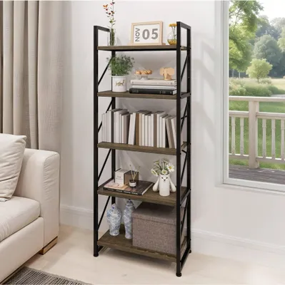 Produktbild von BALCONERA Bücherregal – 5-Ebenen Standregal, Ideal als Aufbewahrungsregal Grau