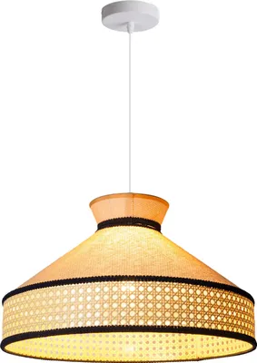 Image de Rotin Lampe suspendue Ø45×29 cm - Style Boho naturel, tressé à la main, douille E27 pour le salon ou la salle à manger