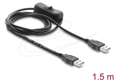 Produktbild von USB Stromversorgungskabel Typ-A Stecker zu Stecker mit Schalter 1,5m