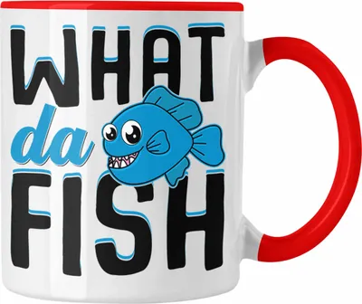 Produktbild von Trendation - Angler Fischer Tasse Geschenk Raubfische Hobbyangler Hecht Forelle Barsch Angeln Kaffeetasse Zubehör What Da Fisch (Rot)