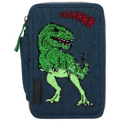 Produktbild von Dino World 3-Fach Federtasche Pailletten Blau