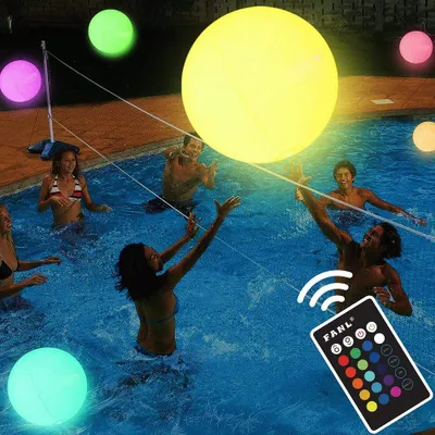 Produktbild von Pool-Spielzeug – 16-Zoll-aufblasbarer LED-Wasserball, 16 Farblichter und 4 Lichtmodi, 100 Fuß Steuerabstand, Pool-Spiele für Erwachsene und Kinder, ideal für Strand-Pool-Party-Spiele im Freien