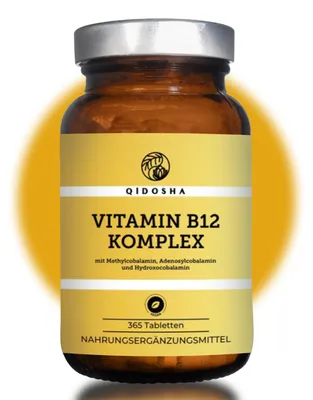 QIDOSHA Vitamin B12 Komplex hochdosiert, 500mcg je… – Bild 1