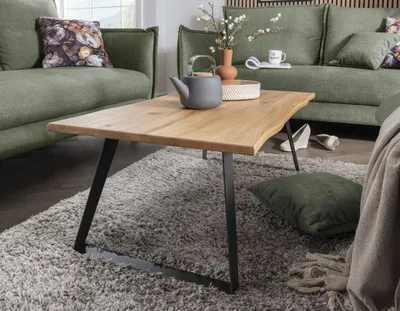 Produktbild von Couchtisch 110x60cm 'Lissabon' Wildeiche Stahl schwarz