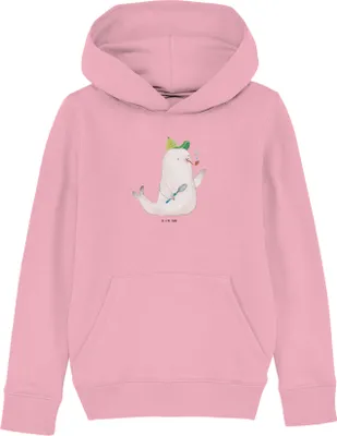 Produktbild von Mr. & Mrs. Panda Kinderpullover Robbe Sherlock 5-6 Jahre (110/116) - Baumwolle Pink - Geschenk, Kapuzenshirt, Hoodie, Pullover, Lustige Sprüche, Hoody, Sweater