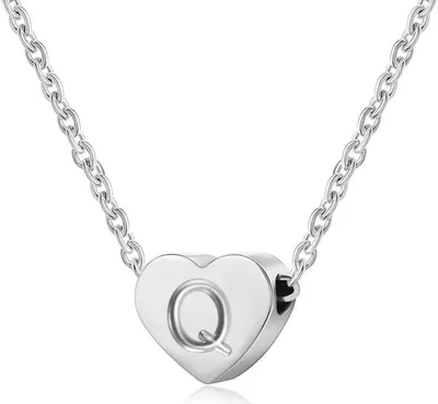 Produktbild von Silber Damen Halskette mit Buchstabenherz Anhänger Initialschmuck Q