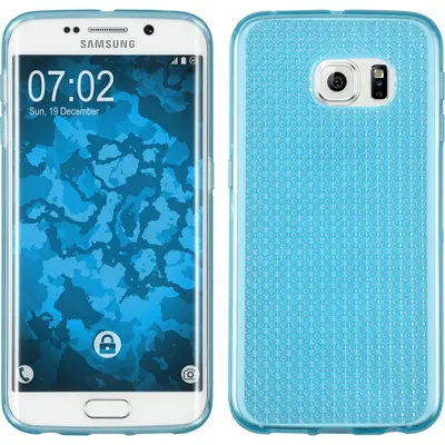 Produktbild von PhoneNatic Case kompatibel mit Samsung Galaxy S6 Edge - hellblau Silikon Hülle Iced + flexible Folie