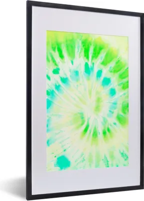 Produktbild von MuchoWow® Gerahmtes Poster Krawattenfärbung - Kunst - Grün 40x60 cm - Poster mit Schwarzem Bilderrahmen Wandposter Rahmen Foto Bilder - Poster in Rahmen