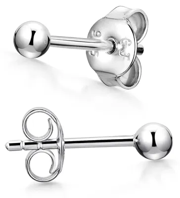 Produktbild von MATERIA Kugel Ohrstecker Damen Silber 925 - Runde Ohrringe Stecker rhodiniert in 3 4 5 6mm mit Schmuck Etui SO-434