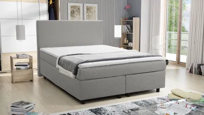 Produktbild von Boxspringbett Hotelbett 140x200 Bonellfederkern Bett mit Topper Paxos 1 hellgrau