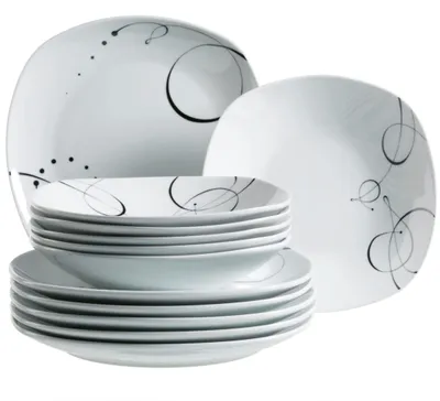 Tafelservies 12-teilig, Serie Chanson, Porzellan, 6 Personen