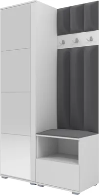 Produktbild von Garderoben-Set Nela I LUX mit Spiegel, gepolsterte Garderobe 100 cm mit Sitzbank, Wandpaneelen und Stauraum (Farbe: Weiß + Trinity 15)