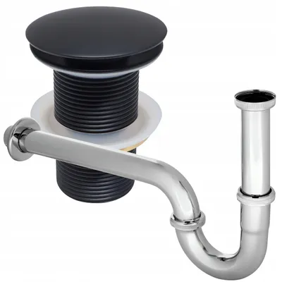 Zdjęcie produktu dla Zestaw Syfon Półsyfon Umywalkowy Metal Chrom Korek Klik Klak Bez Przelewu