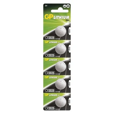 Obrázok produktu pre GP Batteries Lithium Cell CR2025, Batéria na jedno použitie, CR2025, Lítium, 3 V, 5 kusov, Nerezová oceľ