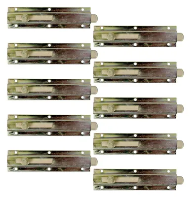 Produktbild von Alberts 10 x Türriegel 150 x 40 mm mit Knopfgriff, galvanisch gelb verzinkt